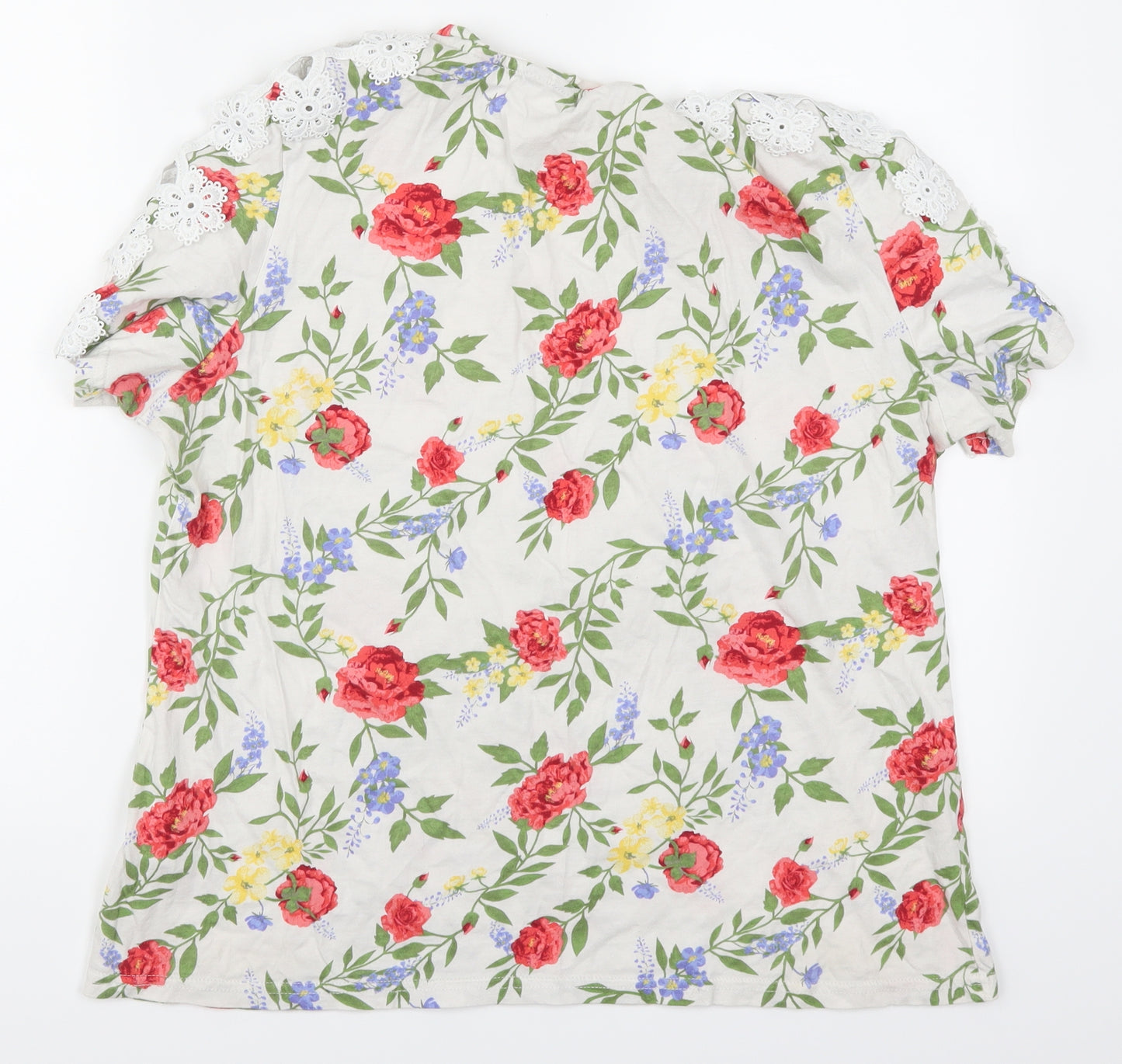 Preworn Womens Multicoloured Floral  Basic T-Shirt Size 16