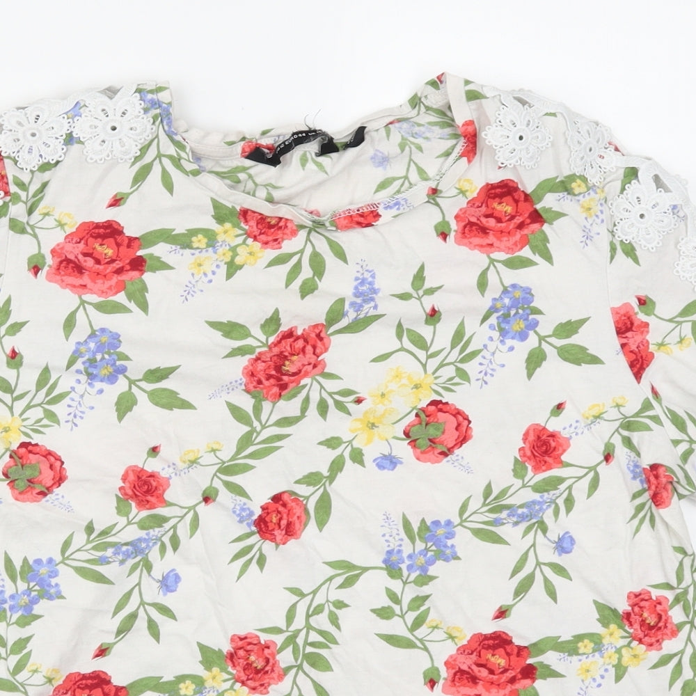 Preworn Womens Multicoloured Floral  Basic T-Shirt Size 16