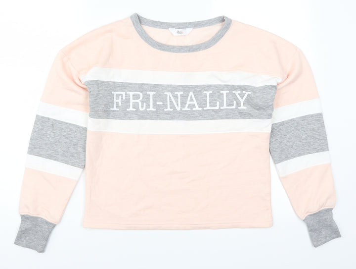 Boux Avenue Womens Pink Striped Pullover Sweatshirt Size 8 - Fri-nally