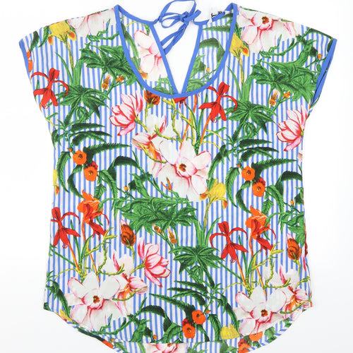 Pep&Co Womens Multicoloured Floral  Basic Blouse Size 12  - Blue Stripes