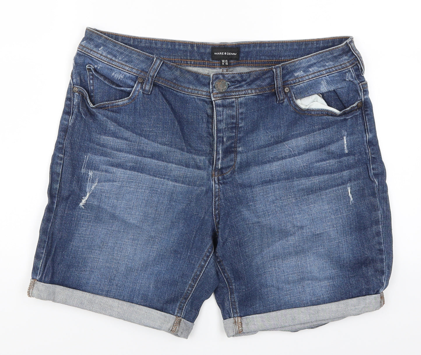 Warehouse Womens Blue  Denim Mom Shorts Size 14