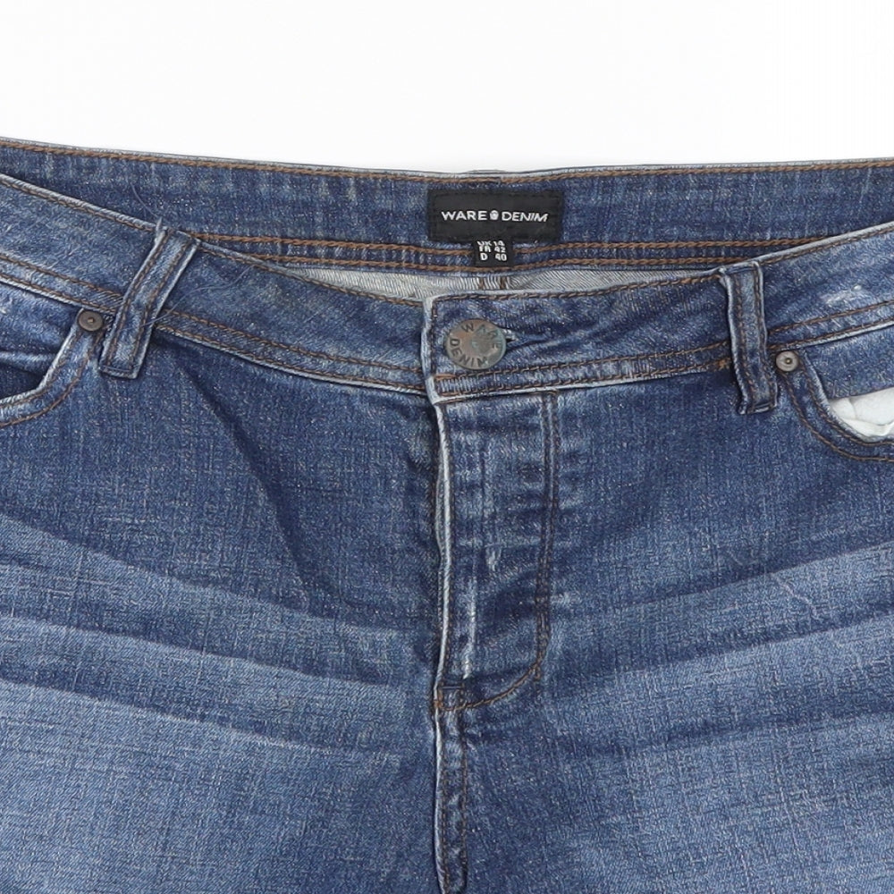 Warehouse Womens Blue  Denim Mom Shorts Size 14