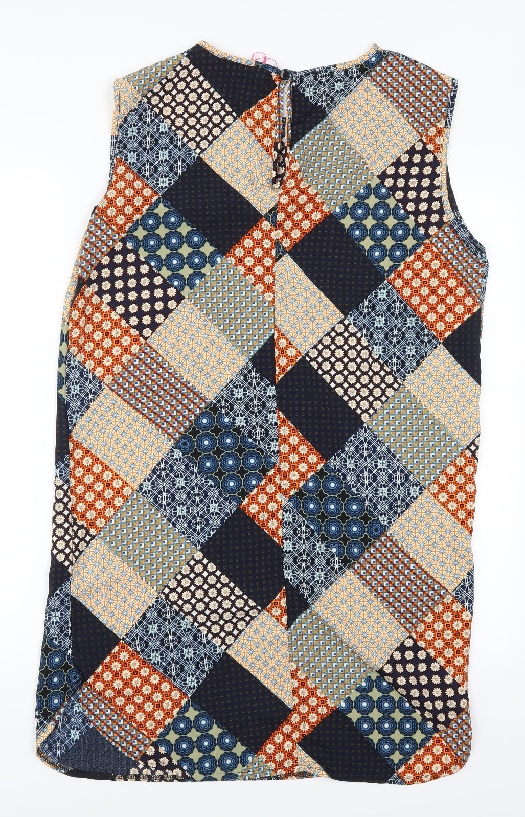 Boohoo Womens Blue Geometric  Tank Dress  Size 10  - Orange