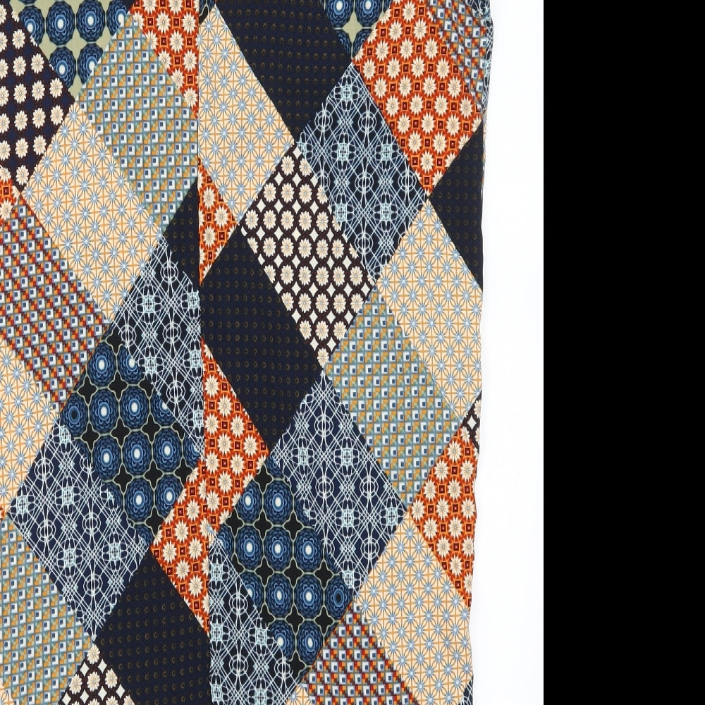 Boohoo Womens Blue Geometric  Tank Dress  Size 10  - Orange