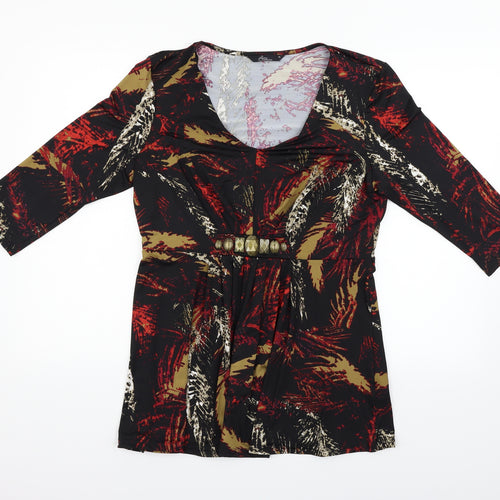 bm collection Womens Black Geometric  Fit & Flare  Size 14