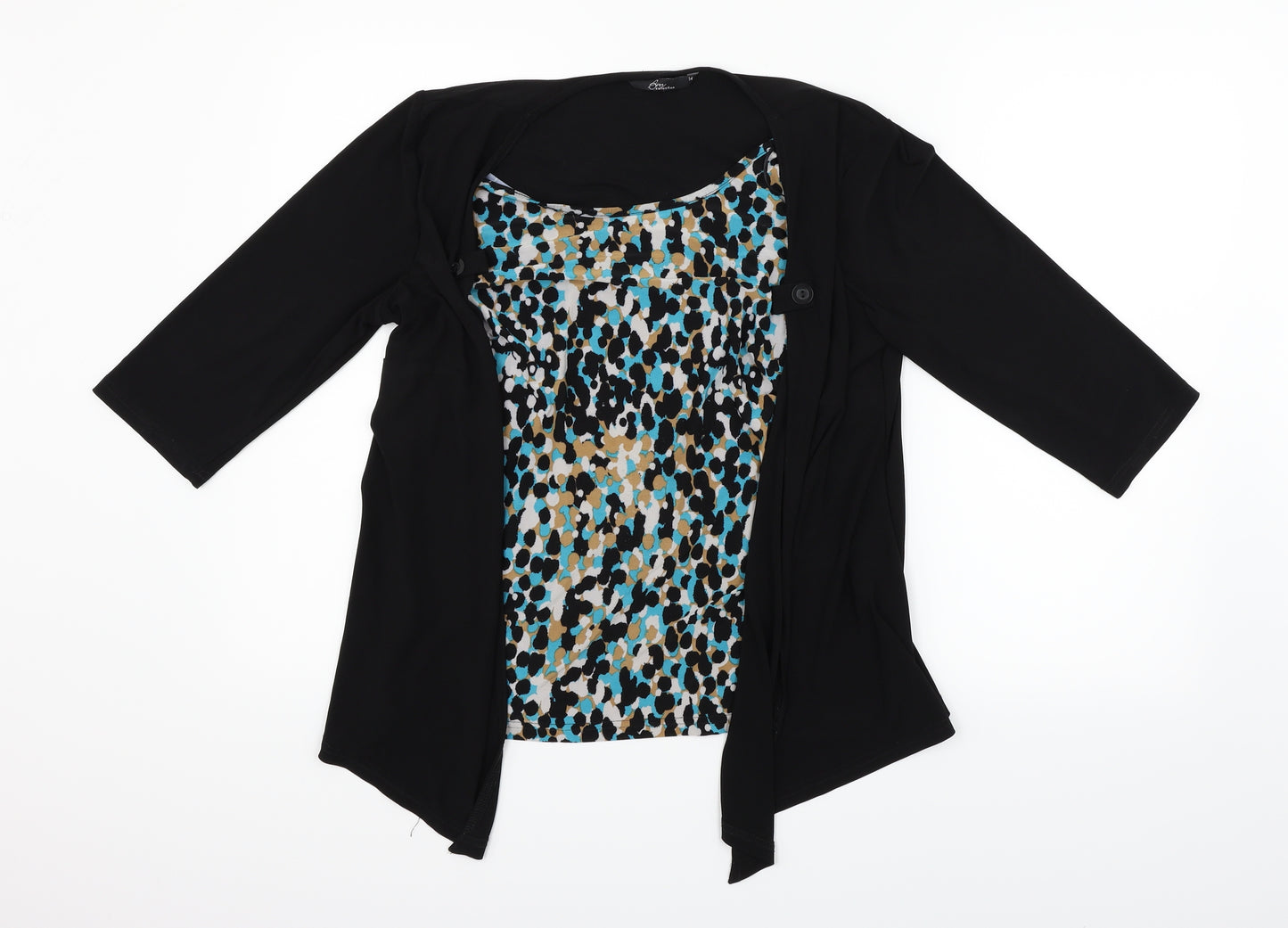 bm collection Womens Black Polka Dot  Basic Blouse Size 14