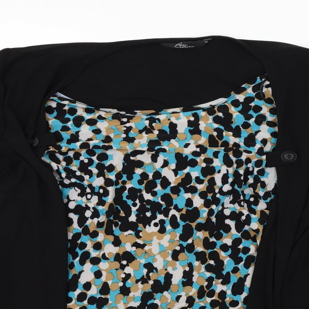 bm collection Womens Black Polka Dot  Basic Blouse Size 14