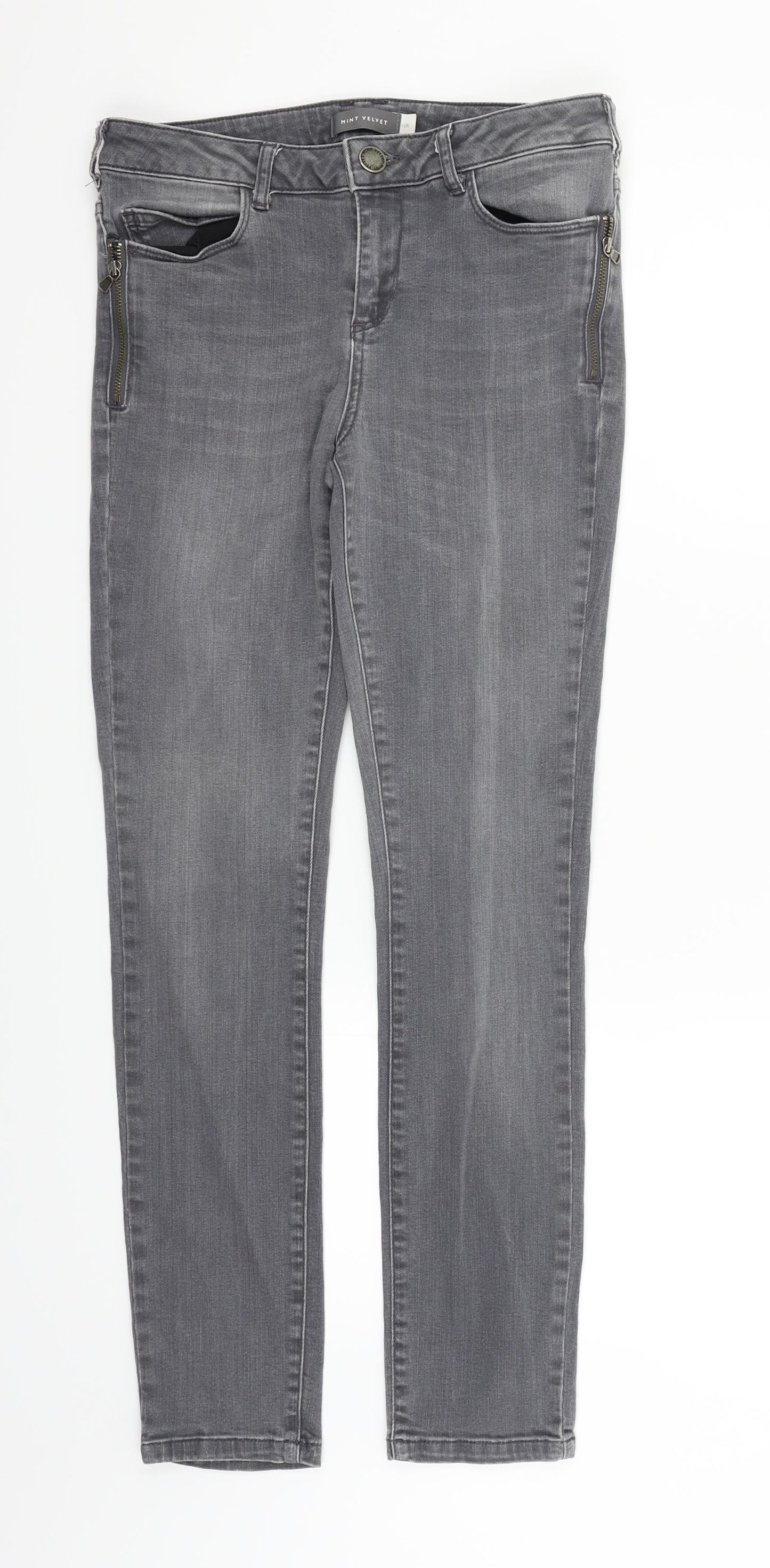 Mint Velvet Womens Grey   Straight Jeans Size 10 L27 in