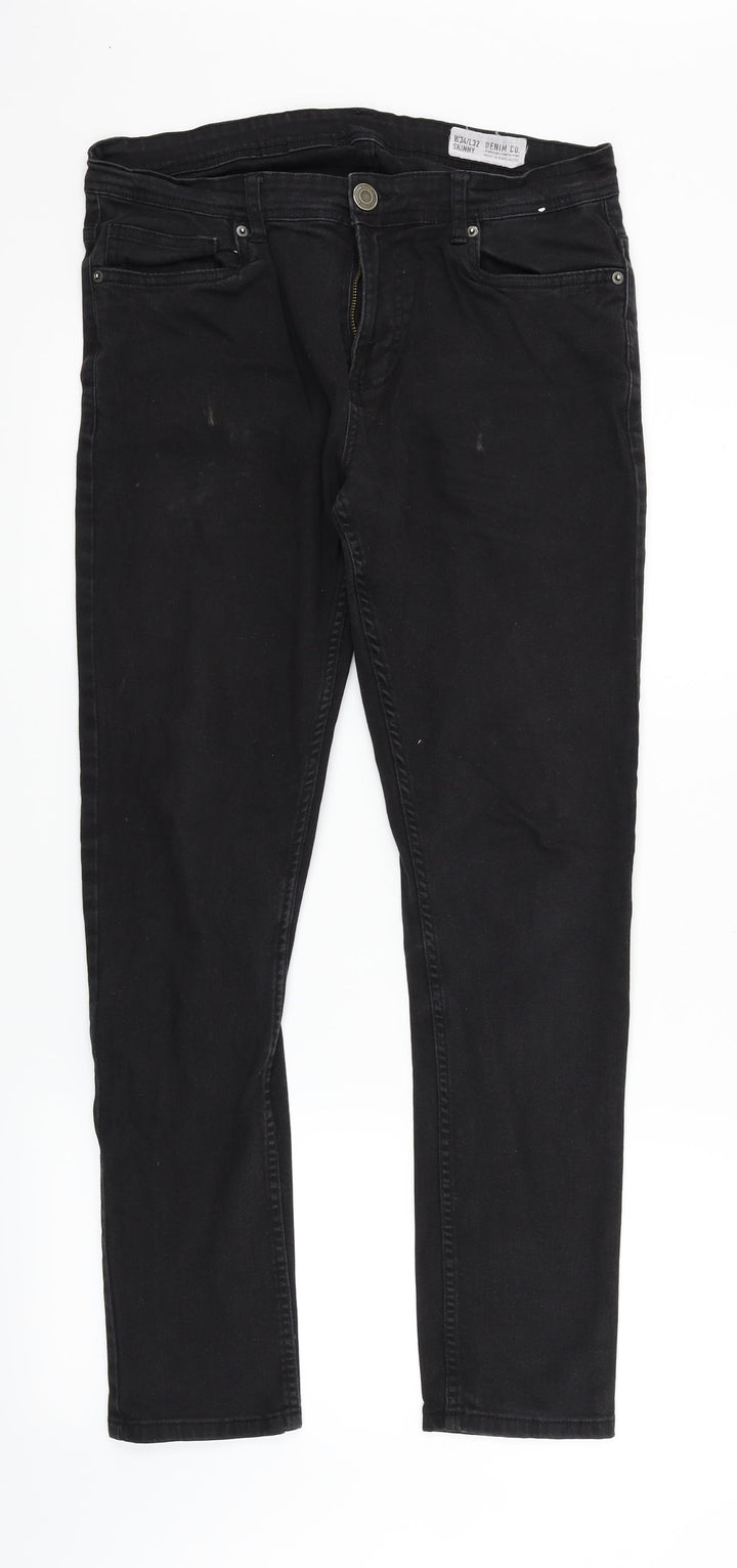deniem & co Womens Black   Straight Jeans Size L L32 in