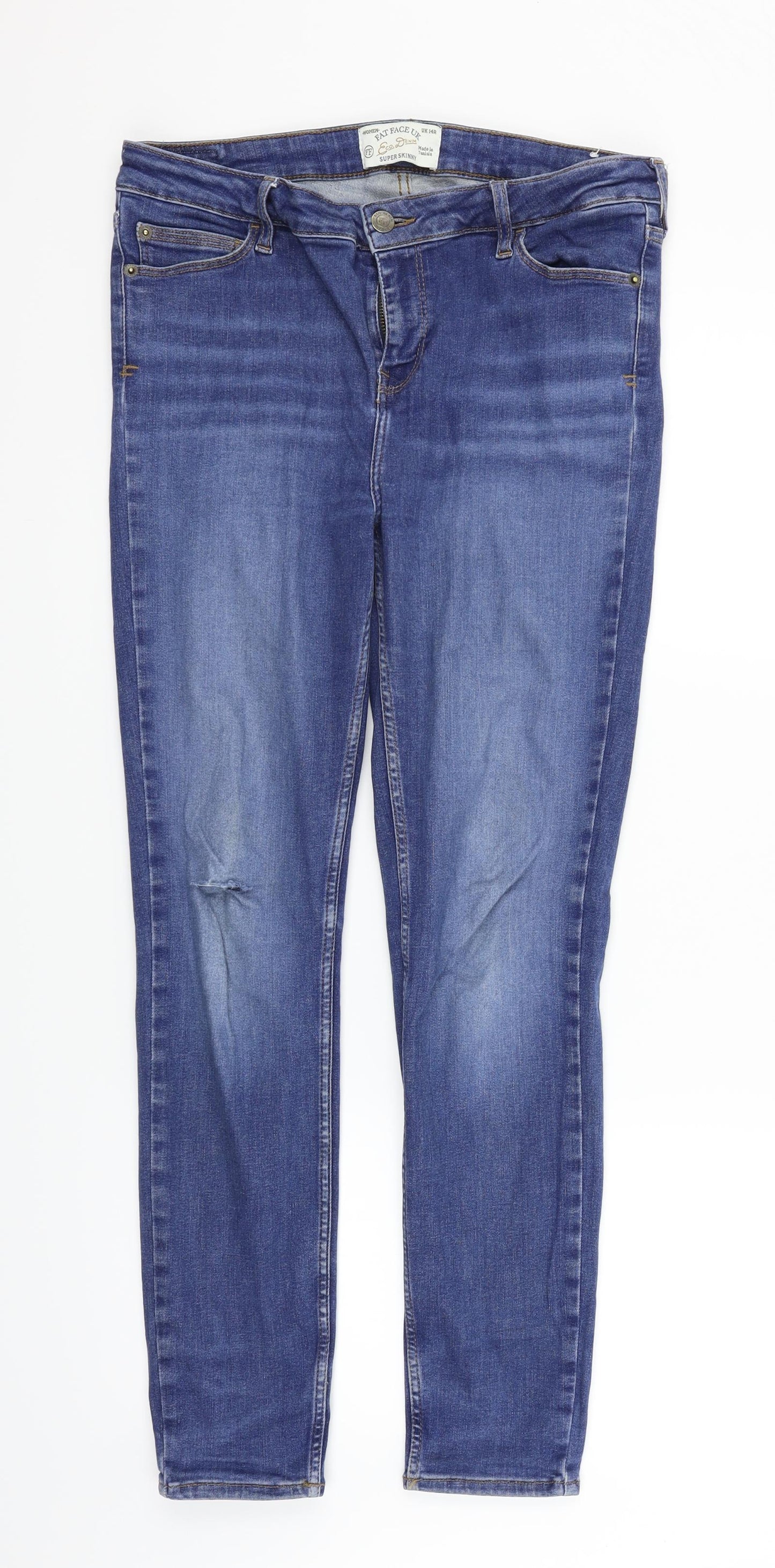 Fat Face Womens Blue   Straight Jeans Size 14 L31 in