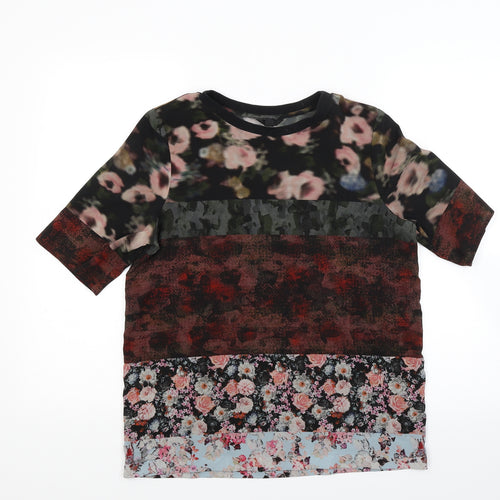 Topshop Womens Multicoloured Floral  Basic T-Shirt Size 8