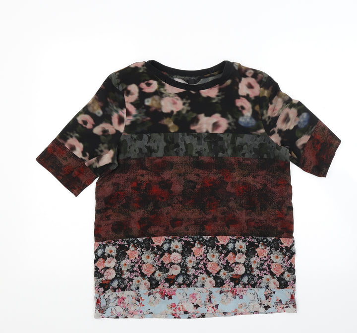 Topshop Womens Multicoloured Floral  Basic T-Shirt Size 8