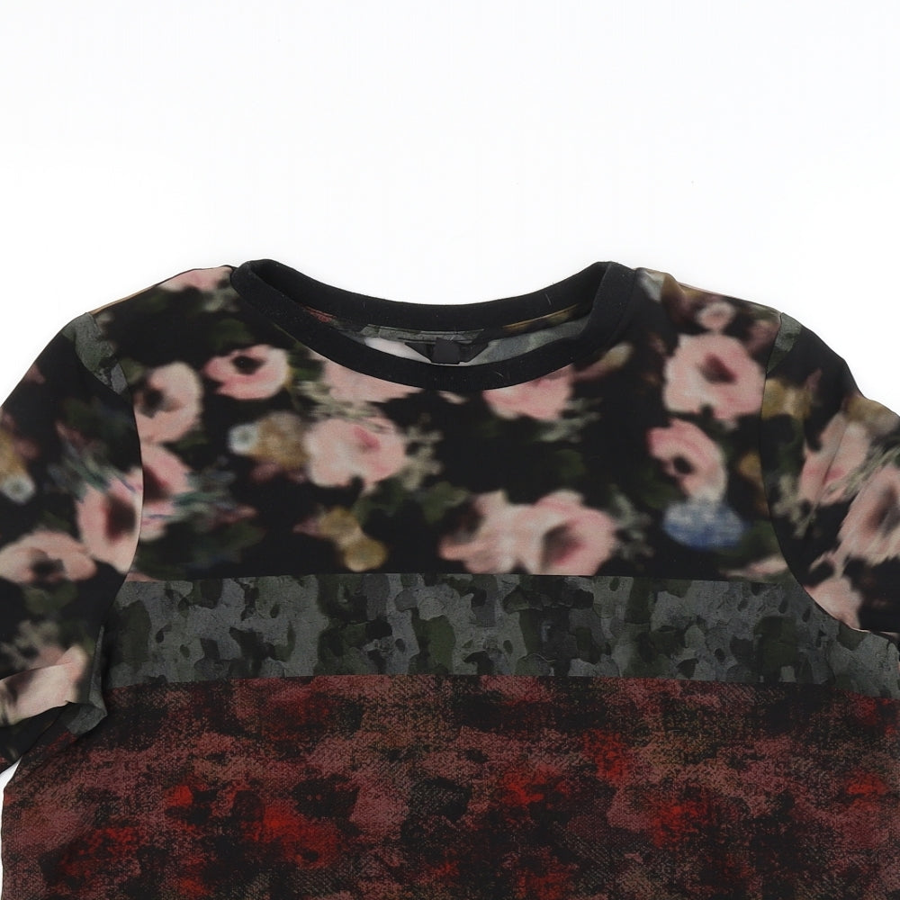 Topshop Womens Multicoloured Floral  Basic T-Shirt Size 8