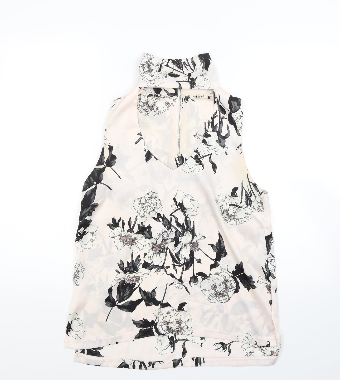 River Island Womens Ivory Floral  Basic Blouse Size 10