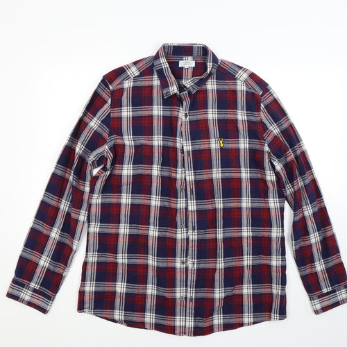 NEXT Mens Red Check   Button-Up Size L  - Button down collar