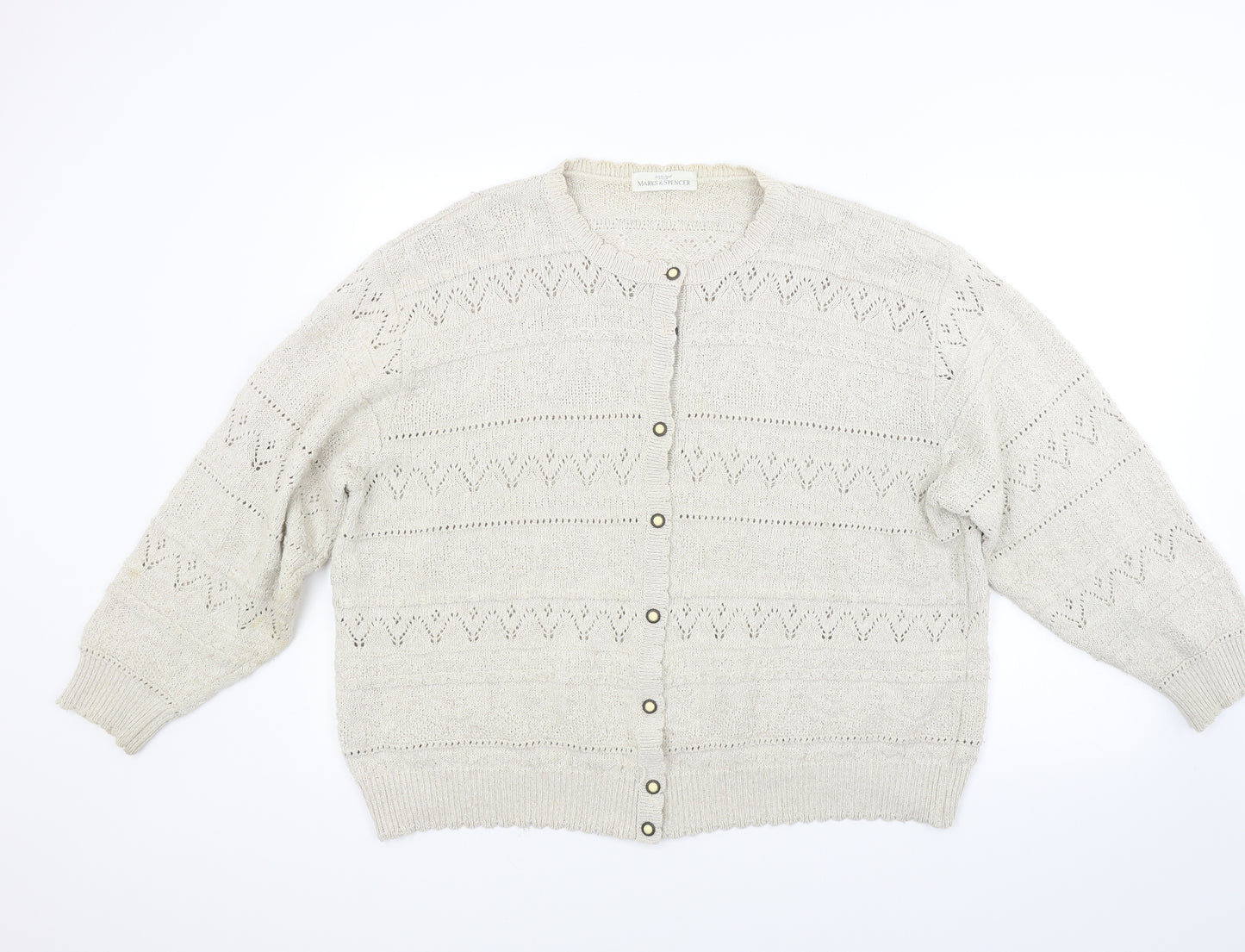Marks and Spencer Womens Beige  Knit Cardigan Jumper Size 20
