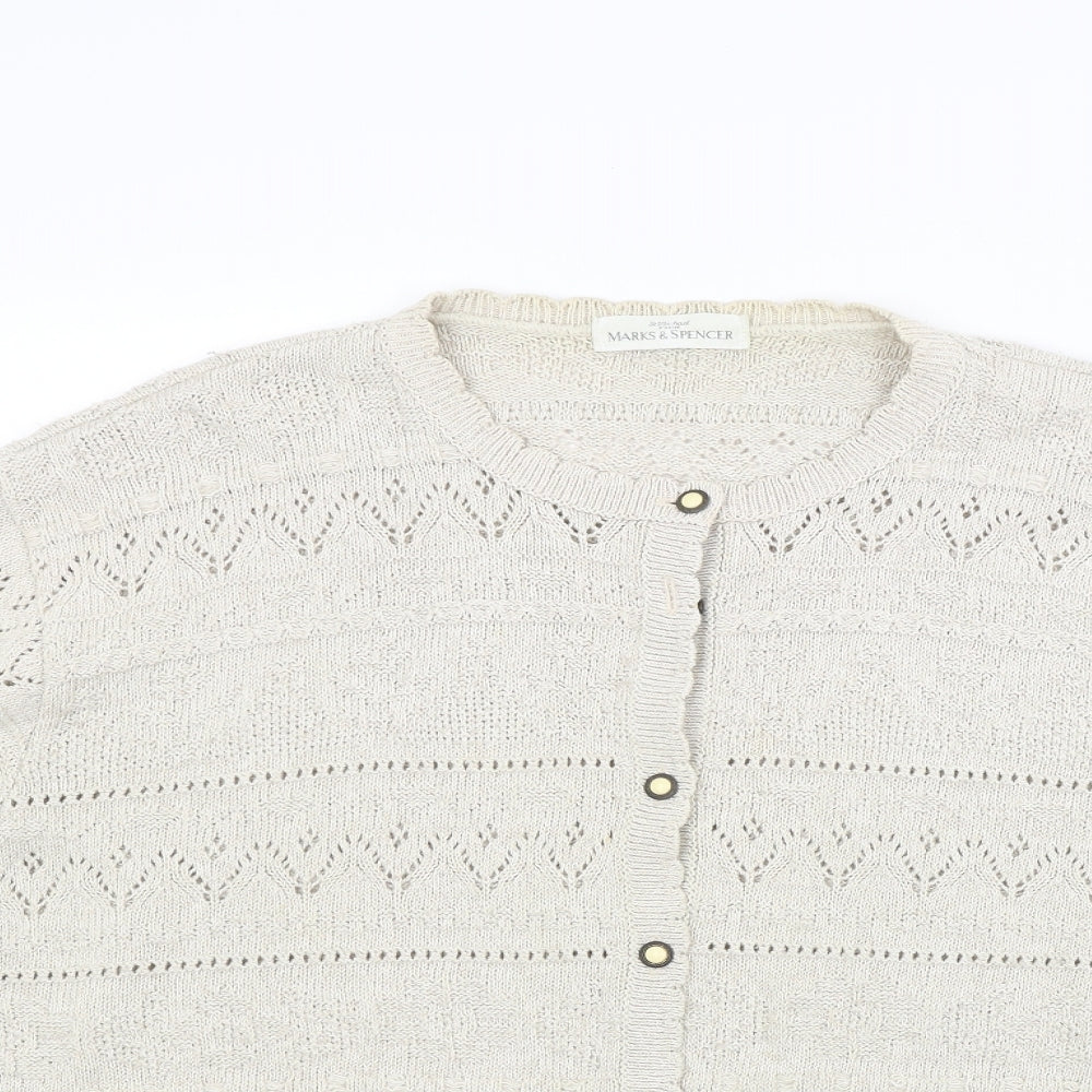 Marks and Spencer Womens Beige  Knit Cardigan Jumper Size 20