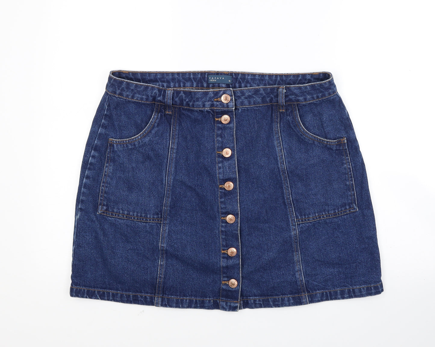 Papaya Womens Blue  Denim Mini Skirt Size 16