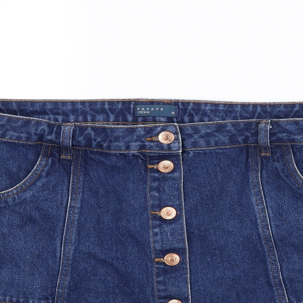 Papaya Womens Blue  Denim Mini Skirt Size 16