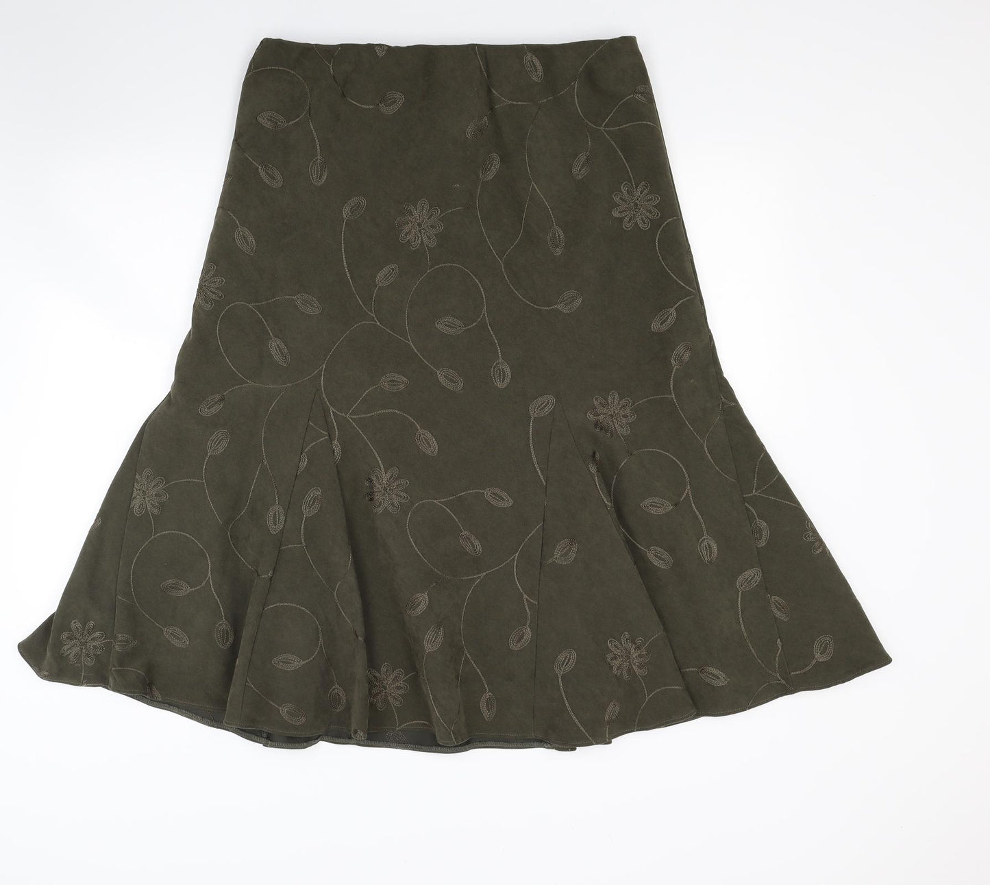 BM Womens Green Floral  Flare Skirt Size 16