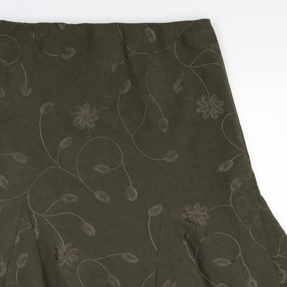 BM Womens Green Floral  Flare Skirt Size 16
