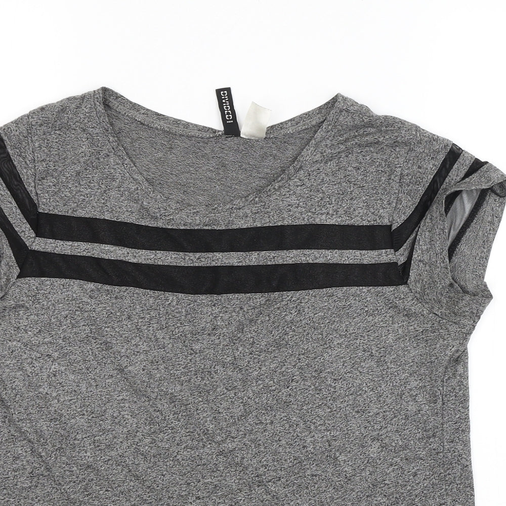 H&M Womens Grey Striped  Basic T-Shirt Size S