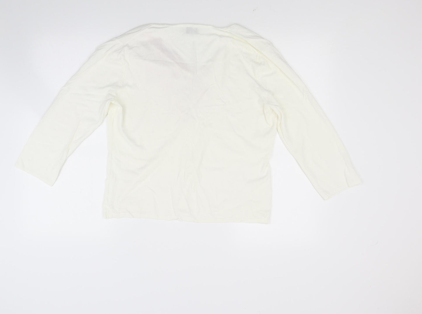 Libra Womens White Floral  Basic Blouse Size L