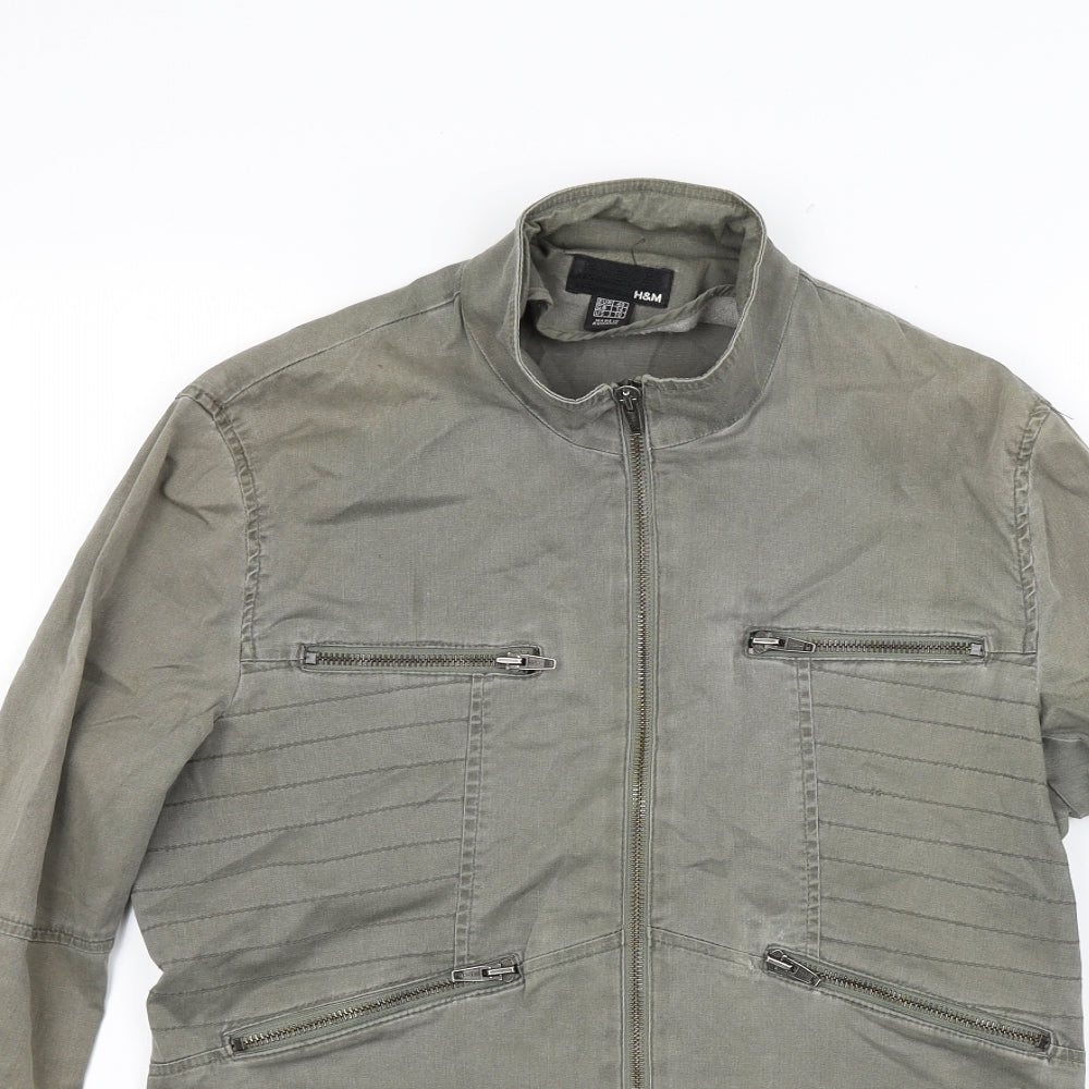 H&M Womens Green  Denim Jacket Coat Size 14
