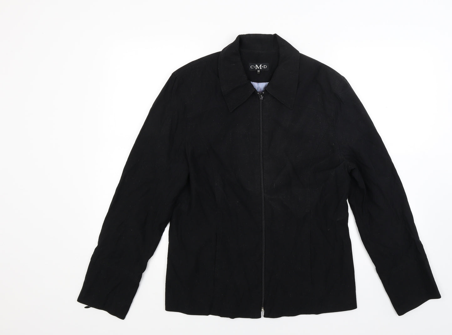 C M D Womens Black  Corduroy Jacket Coat Size 12