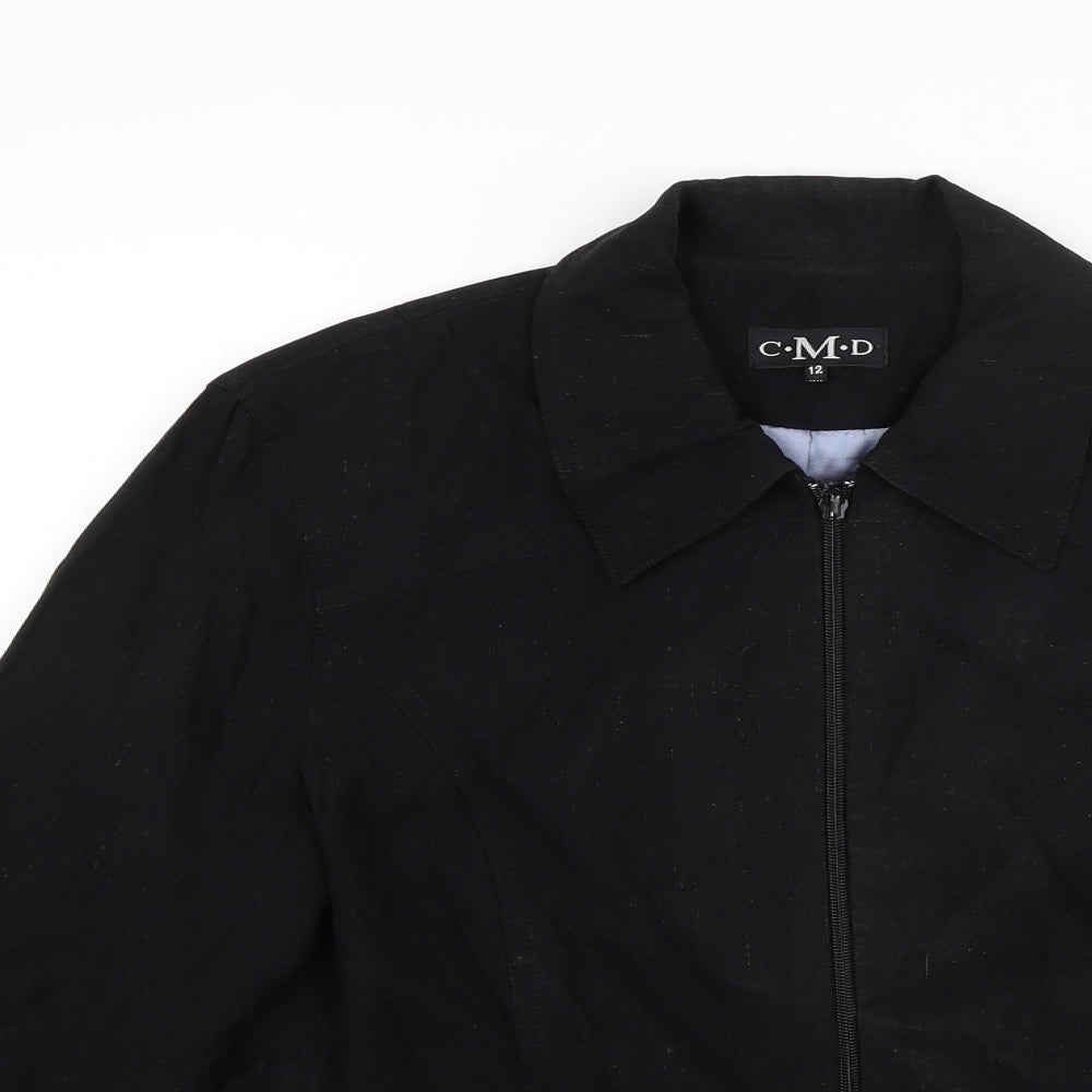 C M D Womens Black  Corduroy Jacket Coat Size 12