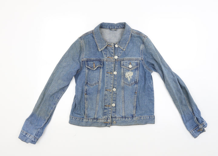 Topshop Womens Blue  Denim Jacket Coat Size 8