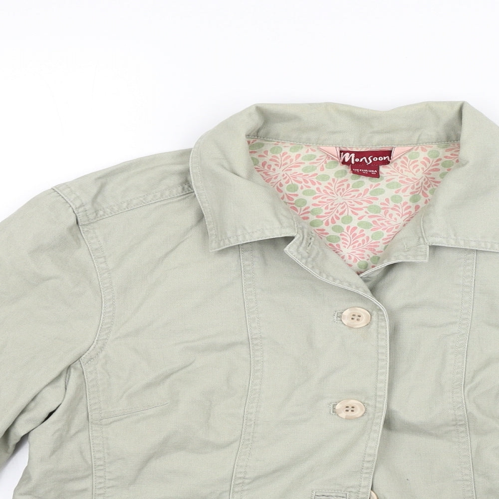Monsoon Womens Green  Denim Jacket Coat Size 14