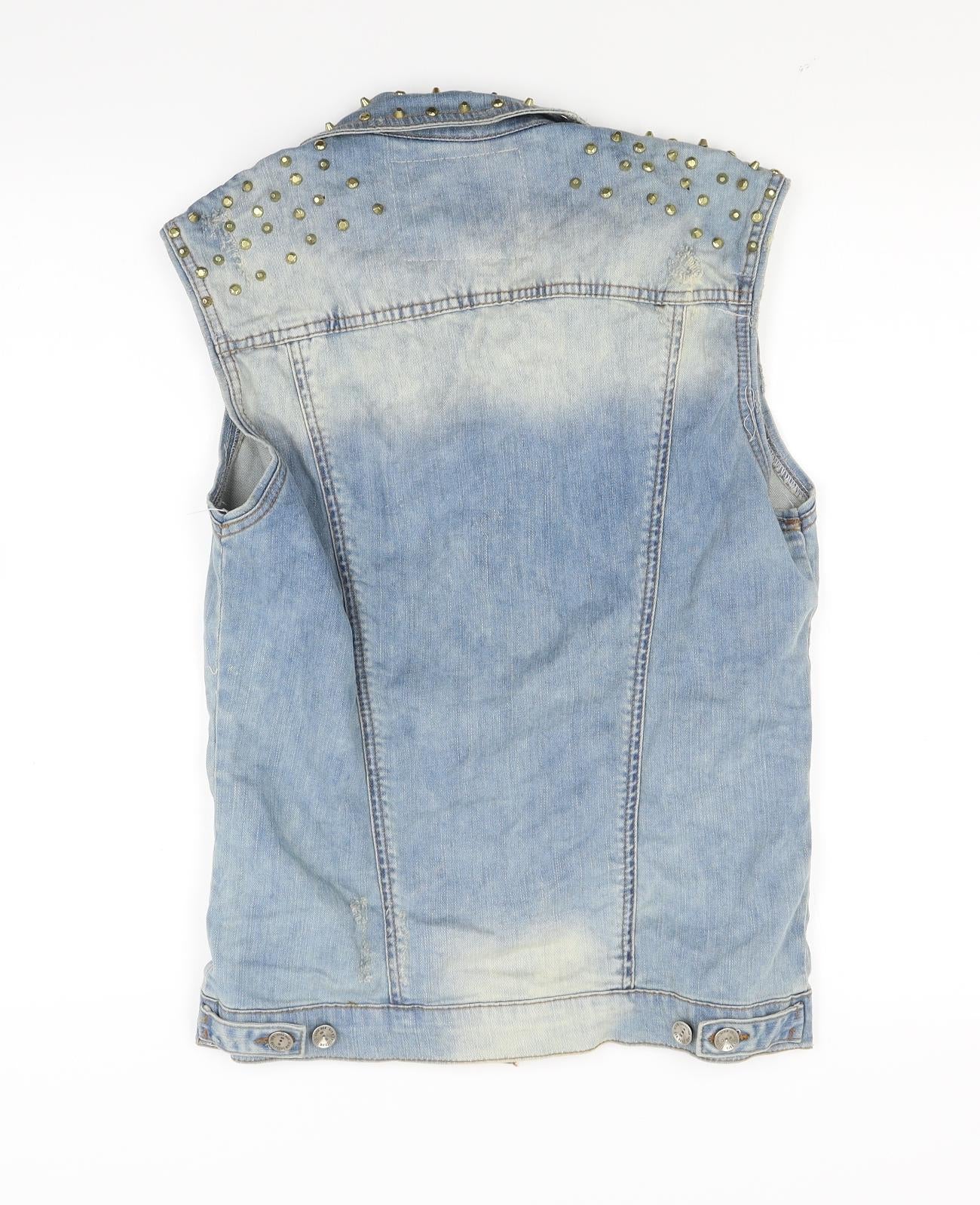Zara Mens Blue  Denim Jacket Waistcoat Size M