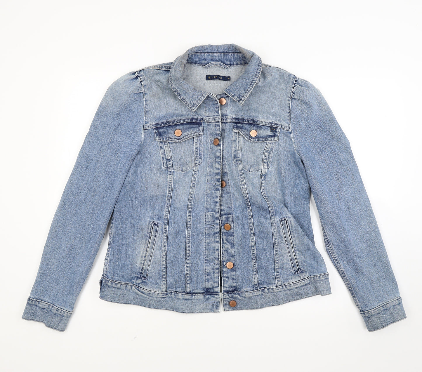 Blue 73 Womens Blue  Denim Jacket Coat Size 18