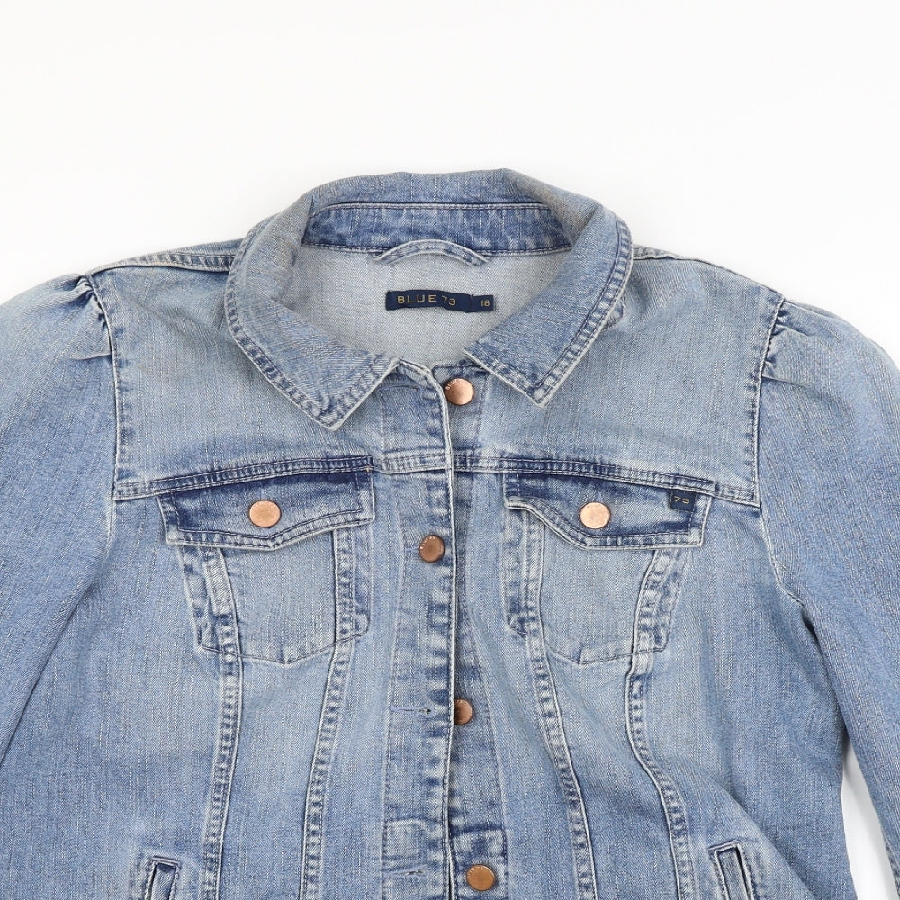 Blue 73 Womens Blue  Denim Jacket Coat Size 18