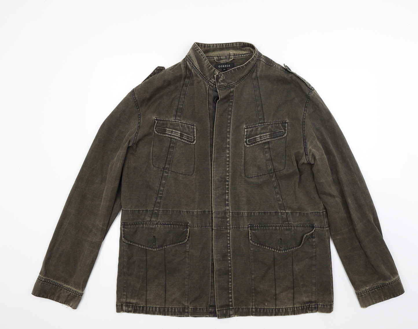 George Mens Brown  Denim Jacket Coat Size XL