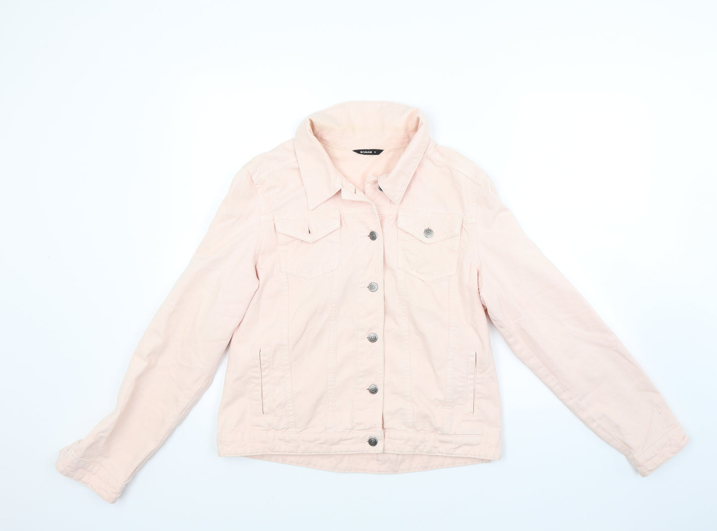 Roman Womens Pink  Denim Jacket Coat Size 14
