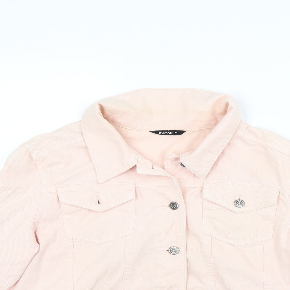 Roman Womens Pink  Denim Jacket Coat Size 14