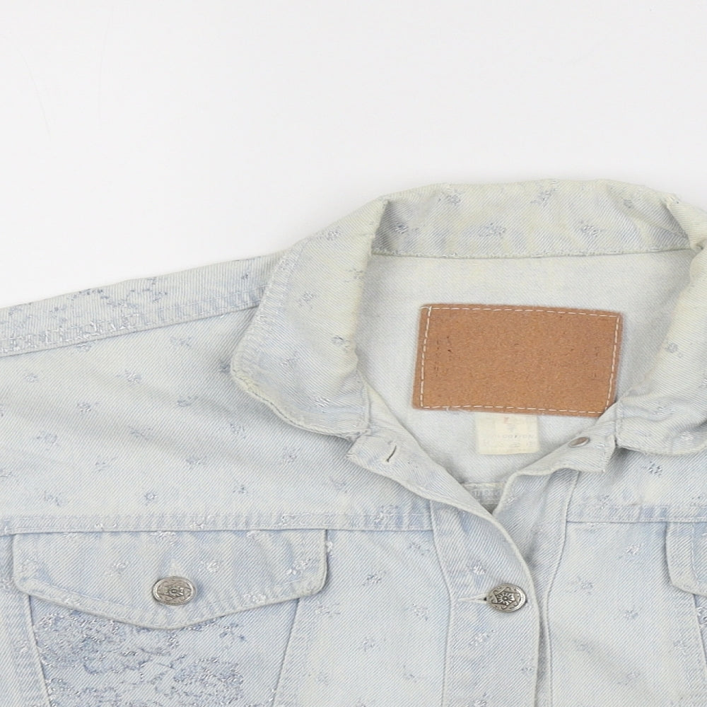 Preworn Womens Blue  Denim Jacket Coat Size L