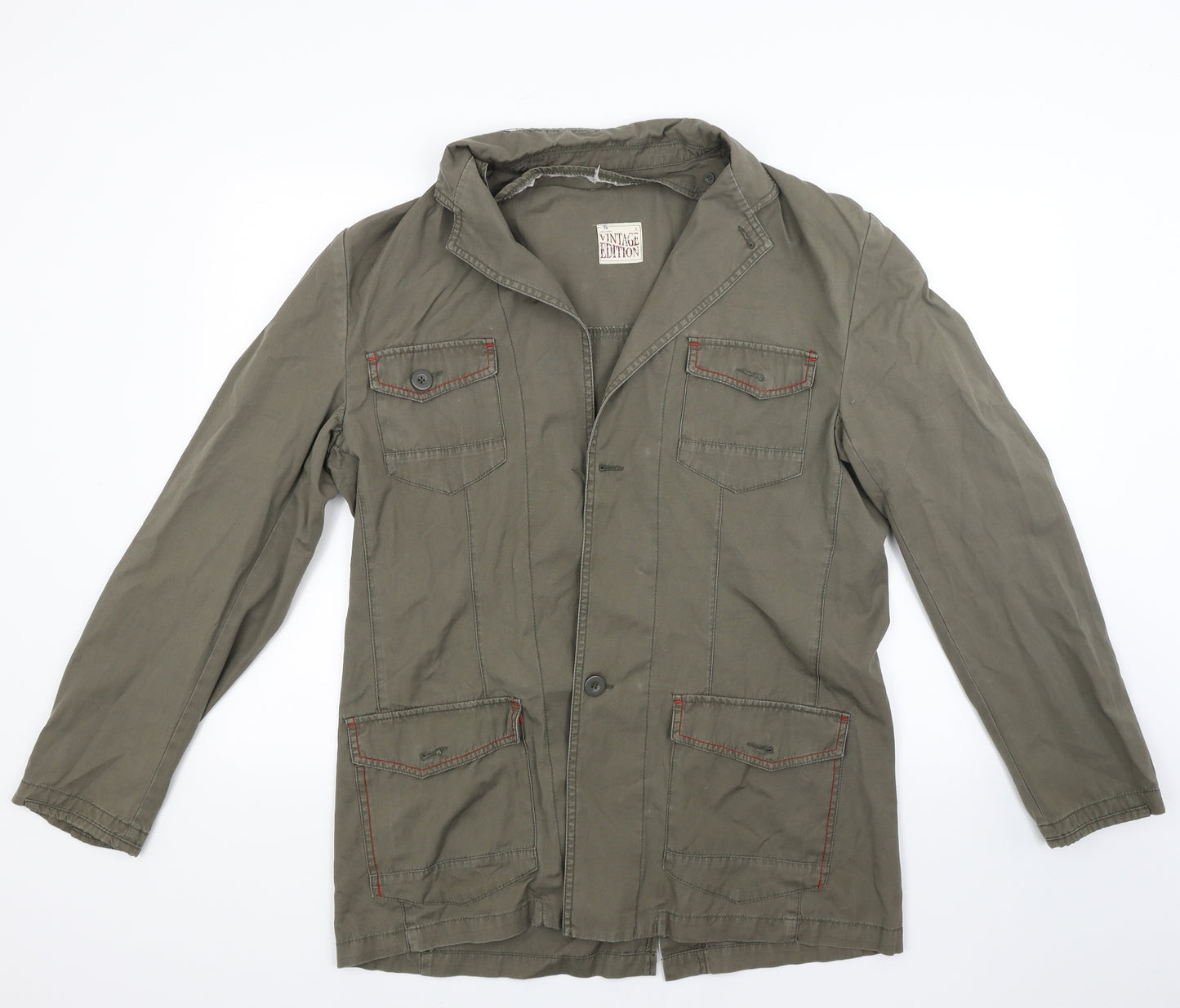 UrbanSpirit Mens Green  Denim Military Jacket Coat Size L