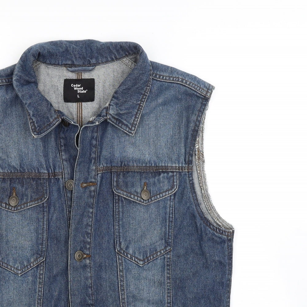 Ceader wood state Mens Blue  Denim Gilet Coat Size L