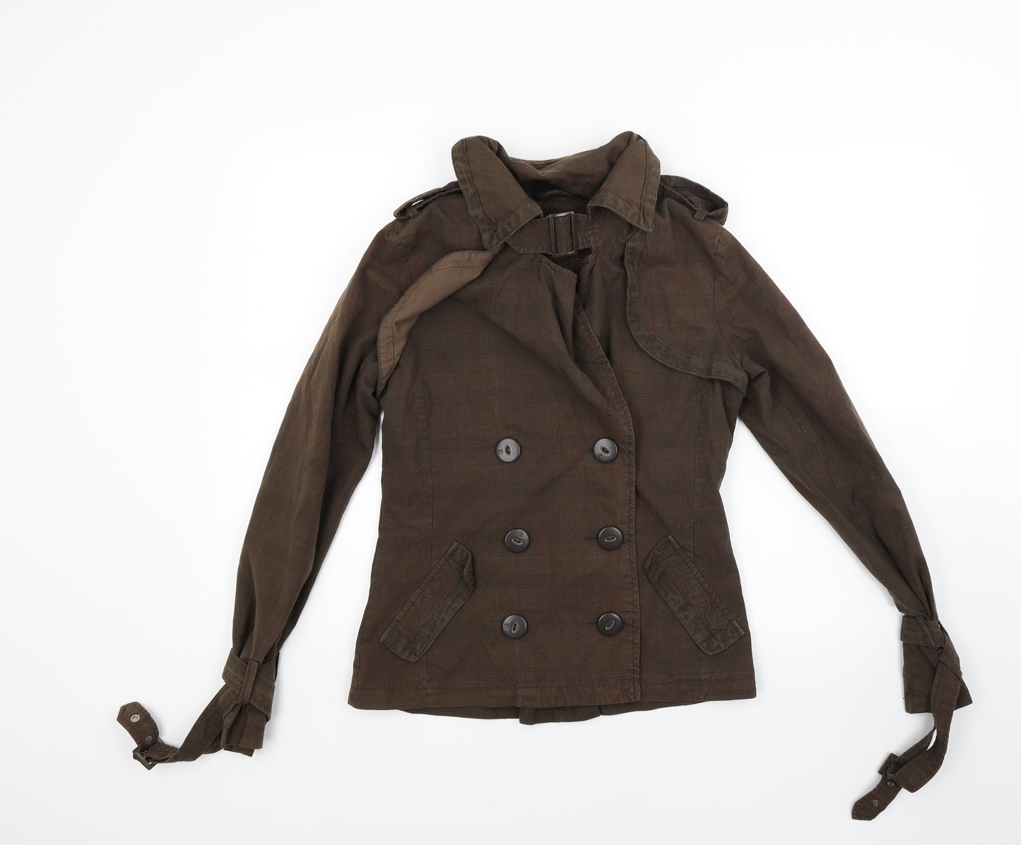 Crafted Womens Brown Check  Jacket Coat Size M