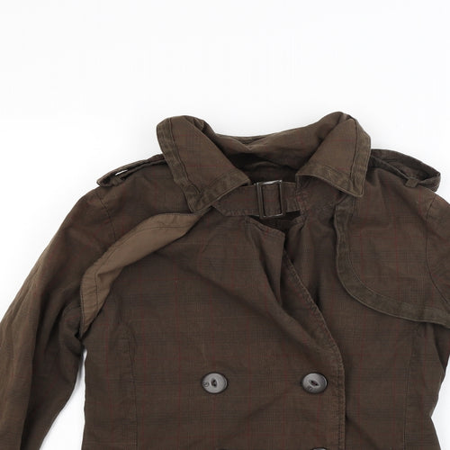 Crafted Womens Brown Check  Jacket Coat Size M
