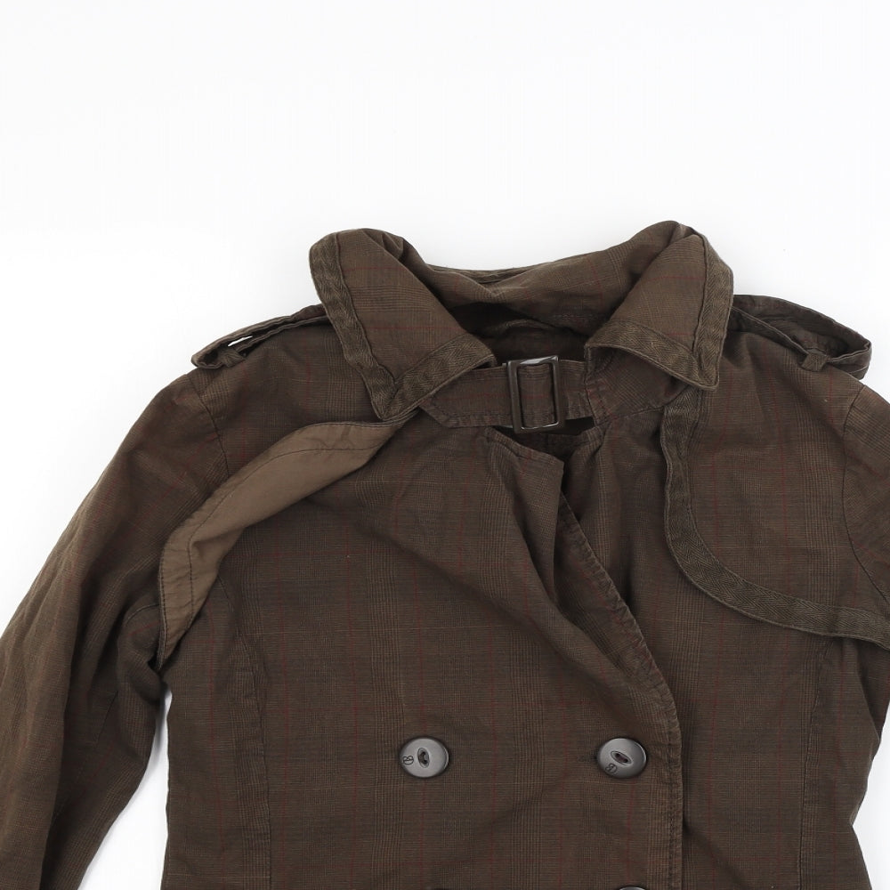 Crafted Womens Brown Check  Jacket Coat Size M
