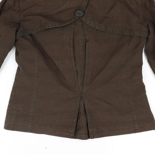 Crafted Womens Brown Check  Jacket Coat Size M