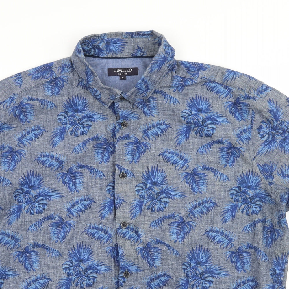 Marks and Spencer Mens Grey Floral   Button-Up Size XL