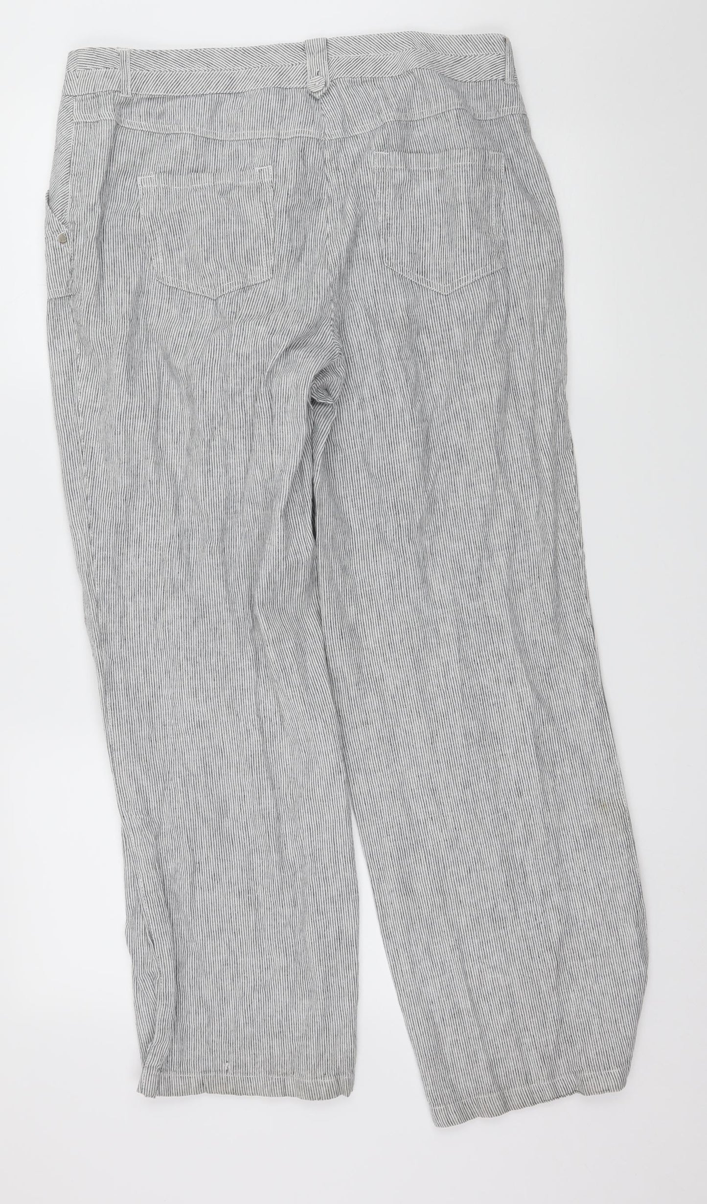 M&Co Womens Blue Striped  Trousers  Size 14 L29 in