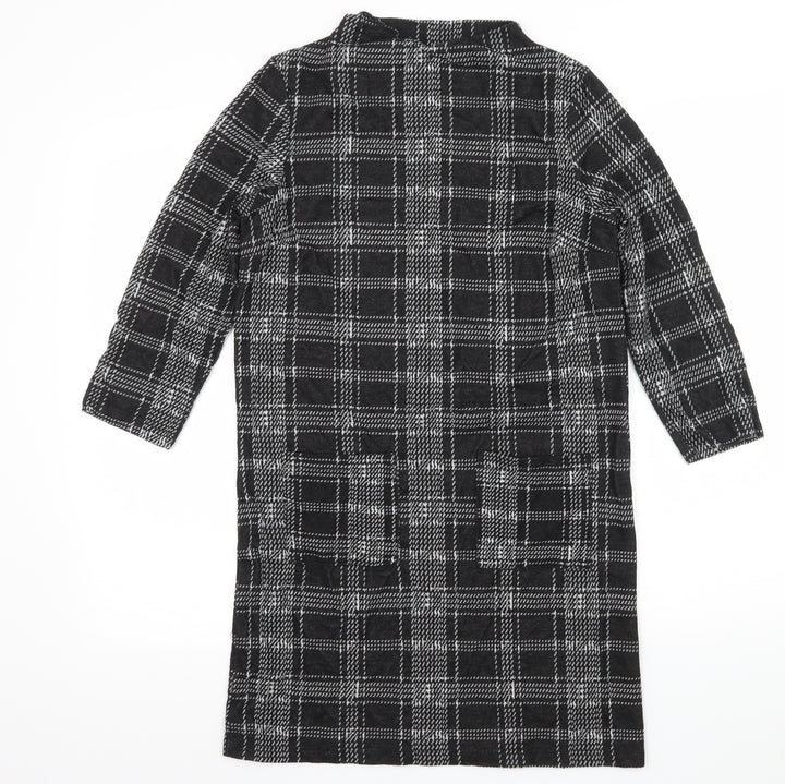 TU Womens Black Check Jersey A-Line Size 8