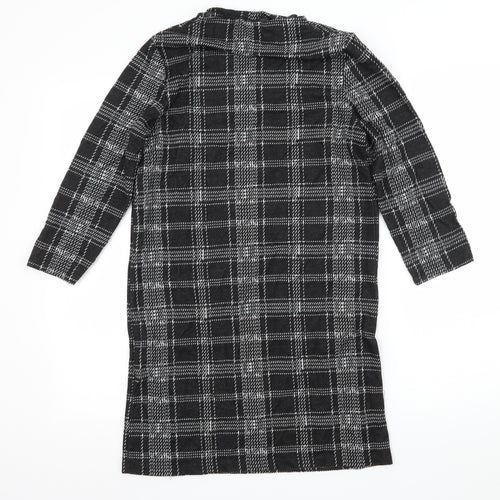 TU Womens Black Check Jersey A-Line  Size 8