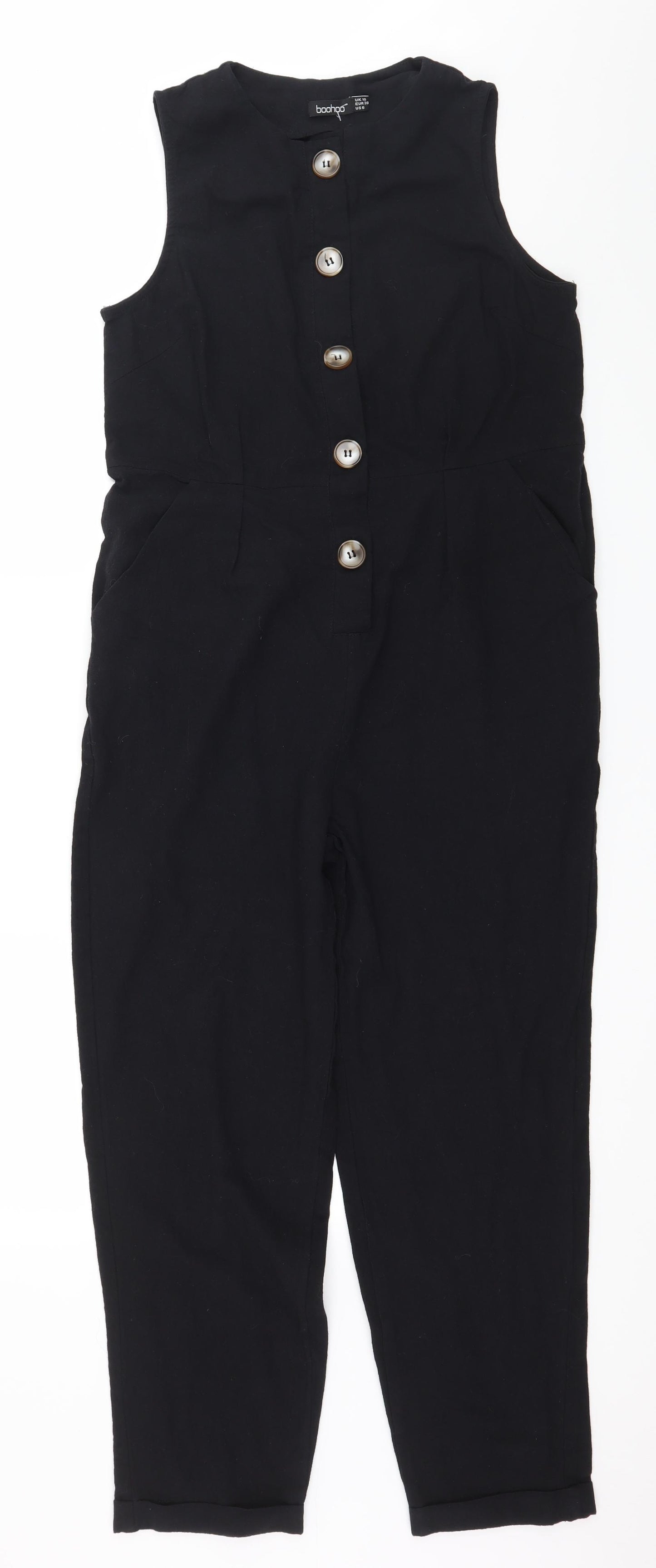 Boohoo Womens Black   Jumpsuit One-Piece Size 10 L25 in